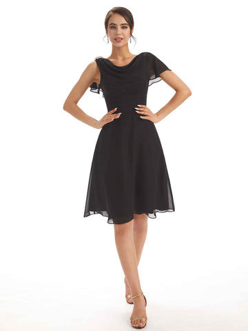 Rayne Knee-Length Short Sleeves Chiffon Dress