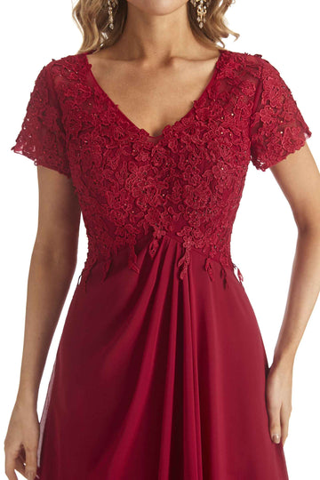 V-neck Chiffon Dress-Terracotta