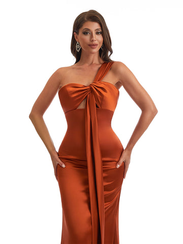 One Shoulder Satin Dress