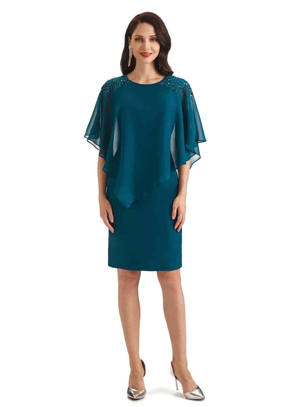 Yadira Knee Length Half Sleeves Chiffon Dress