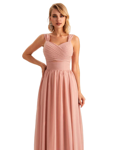 Straps Chiffon Dress-Vintage Mauve