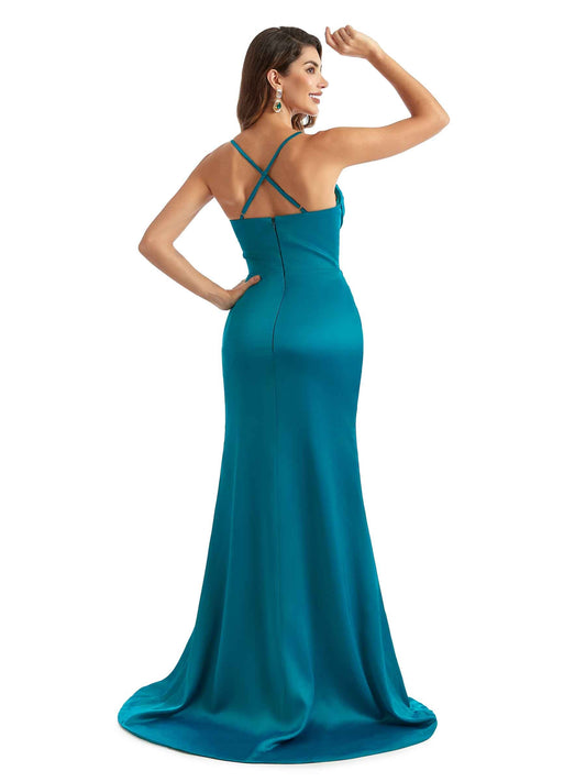 Side Split Satin Guest Dress