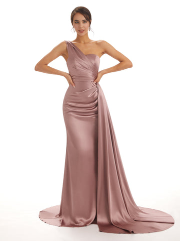 Iona Winter One Shoulder Satin  Dress