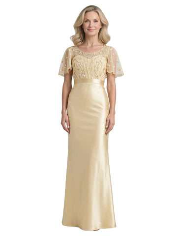 Trudy Scoop Bell Sleeves Satin Dress