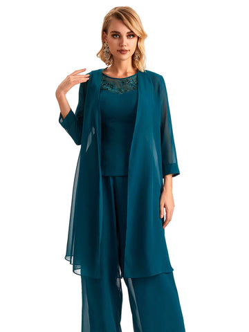Pant Suits Chiffon Dress-Stormy