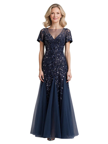 Trina Jewel Short Sleeves Chiffon Dress