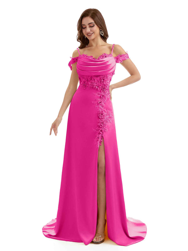 Karenna Cold Shoulder Satin Dress - VowSatin Karenna Cold Shoulder Satin Dress - VowSatin