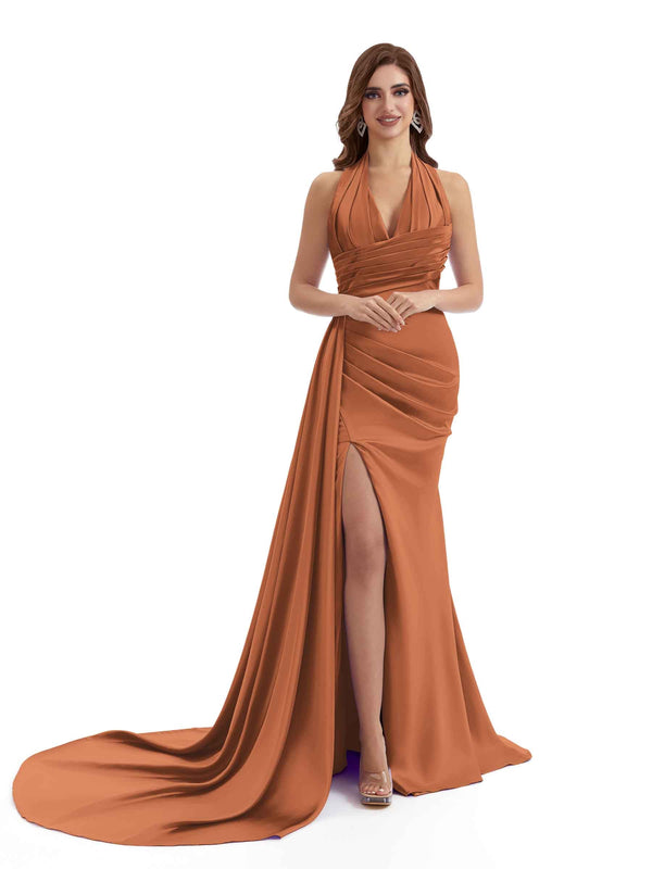 copper bridesmaid dresses Classic Slip a fashionable keyhole bow tie back Azazie Charlize