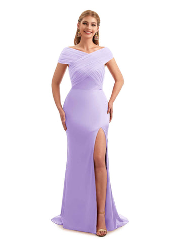 Oesterling Summer Off The Shoulder Satin Dress