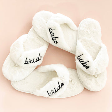 CN385 Cross Band Fuzzy Slippers