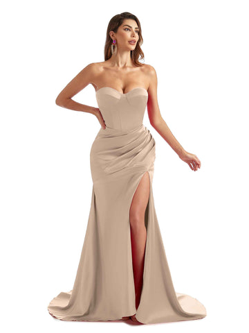 Geordie Mermaid Satin Dress Taupe