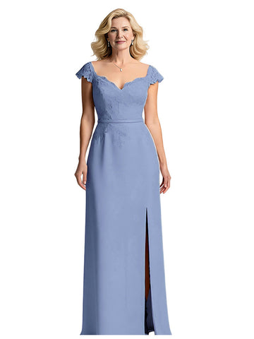 Qgary Cap Sleeves A-line Chiffon Dress